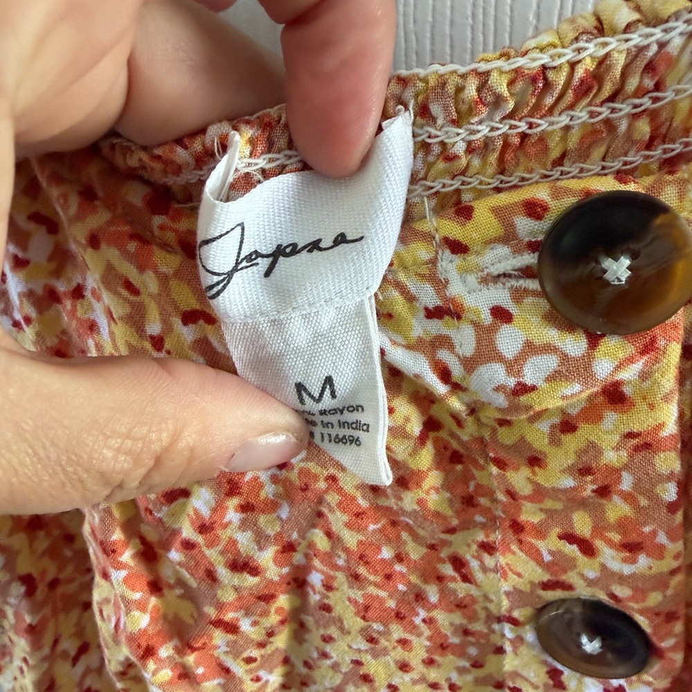 Japna Multicolor Floral Dress with Buttons - Picture 2 of 3